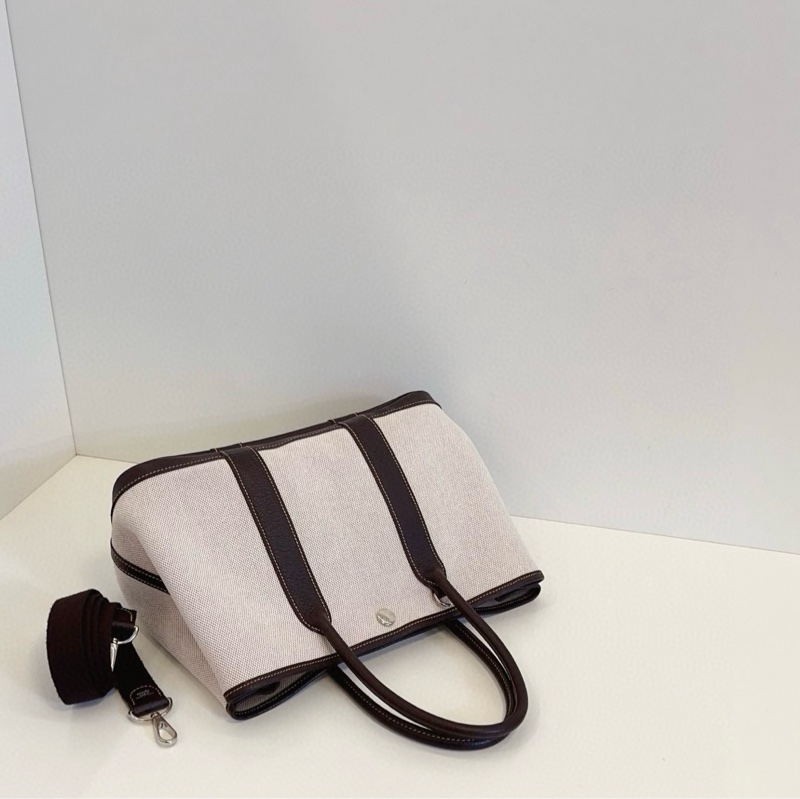 Hermes 愛馬仕 Garden party  GP30 米白拼棕色皮花園包-6