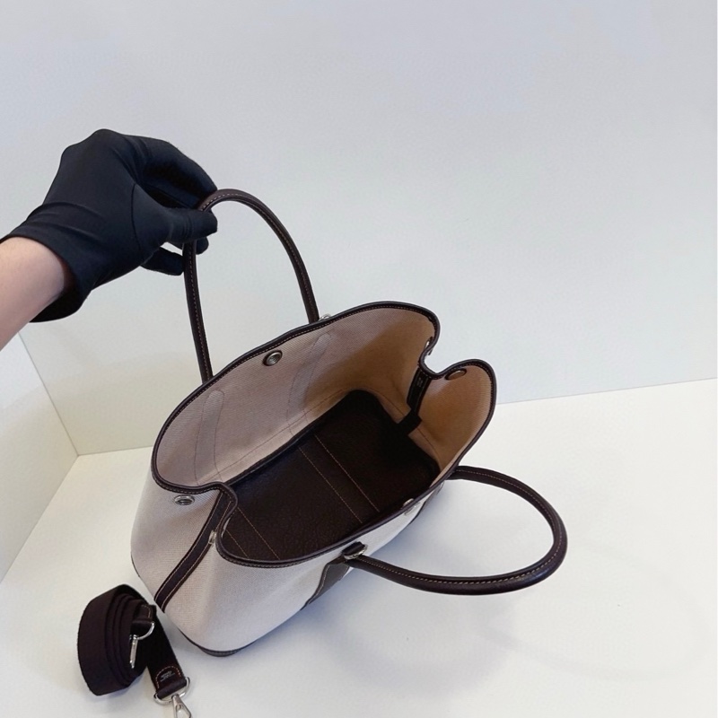 Hermes 愛馬仕 Garden party  GP30 米白拼棕色皮花園包-7