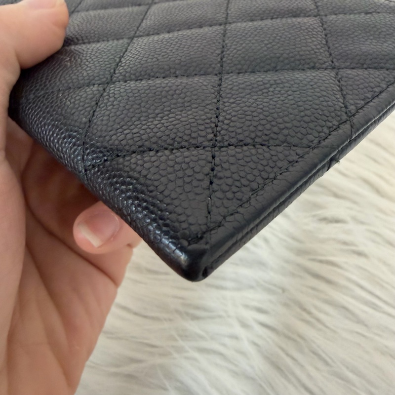 Chanel A81254 黑荔枝皮金釦boy長卡包-8