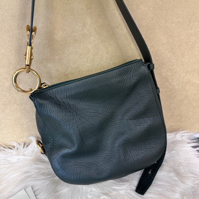 ［櫃價10萬9千］Burberry Small Knight 墨綠色牛皮限量肩背包 近全新-1