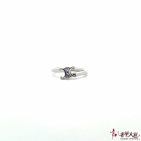 ＊奢華大道國際精品＊【CE203】CELINE 不鏽鋼凱旋門 LOGO 戒指 11號 460PP6BRA-36SI