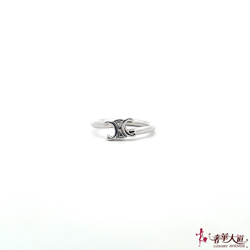 ＊奢華大道國際精品＊【CE203】CELINE 不鏽鋼凱旋門 LOGO 戒指 11號 460PP6BRA-36SI-0