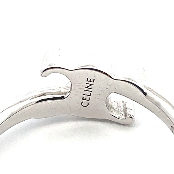 ＊奢華大道國際精品＊【CE203】CELINE 不鏽鋼凱旋門 LOGO 戒指 11號 460PP6BRA-36SI-3