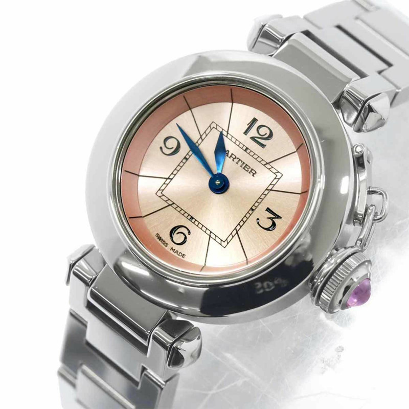 卡地亞 Miss Pasha W3140008 女士粉紅石英腕錶-5