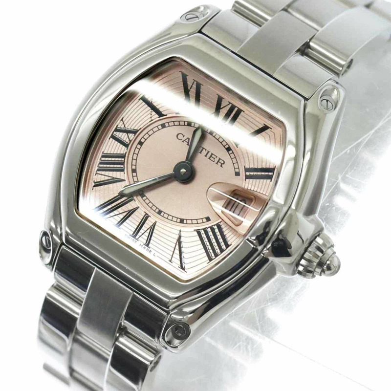 卡地亞 Roadster SM W62017V3 女士腕錶，粉紅石英錶，附日期顯示-5