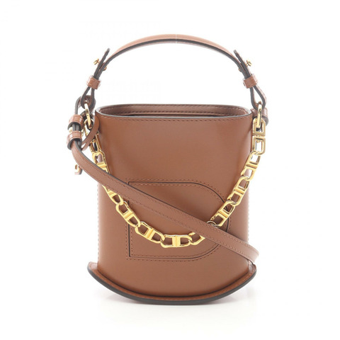 Delvaux Pan Toy 鏈條單肩斜背包 AA0608 皮革棕色 二手 女士