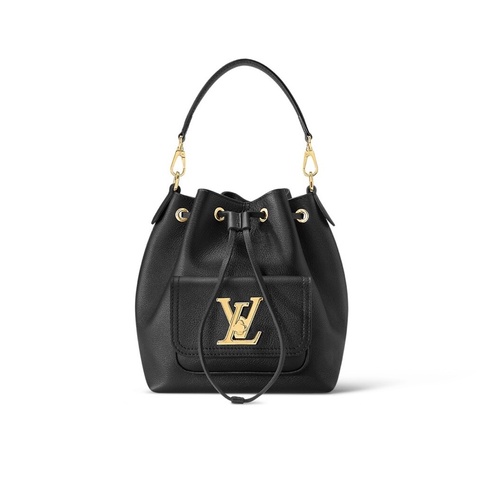 絕版路易威登Lockme M57687 LV黑金牛皮手提水桶包