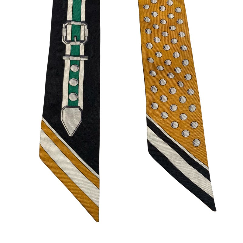 HERMÈS 愛馬仕 GRAND TRALALA TWILLY 絲巾 鎖鏈圖騰 紅色 黃點點 多色-2