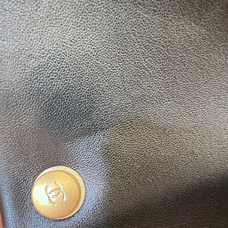 Chanel黑羊皮霧金釦CF20雙珍珠下蓋肩斜背包-13