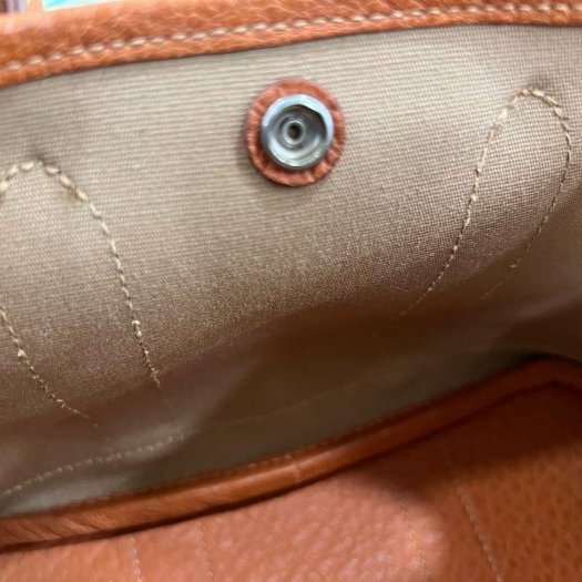 東區正精品㊣HERMES MINI GARDEN PARTY GP 23cm 愛馬仕橘色帆布拚皮革銀釦花園派對包手提包 方塊I刻 RZ6265-3