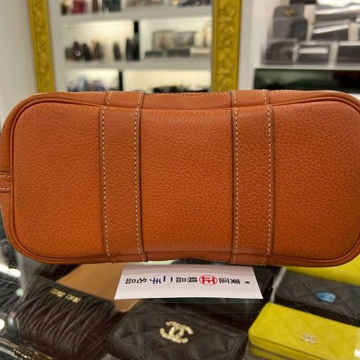 東區正精品㊣HERMES MINI GARDEN PARTY GP 23cm 愛馬仕橘色帆布拚皮革銀釦花園派對包手提包 方塊I刻 RZ6265-8