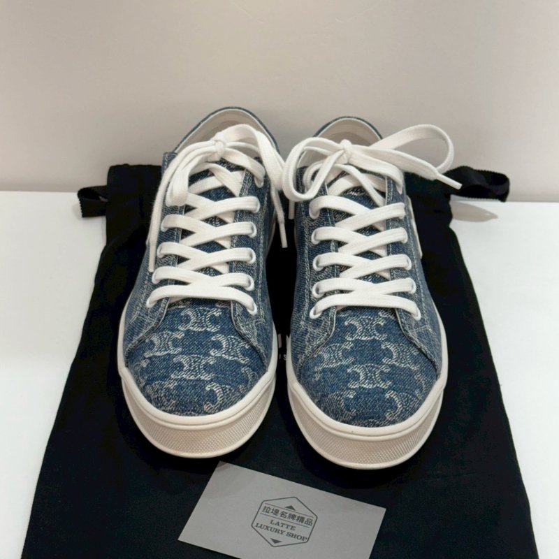 CELINE Triomphe 老花丹寧帆布 休閒鞋 9成新-0