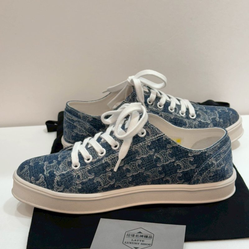 CELINE Triomphe 老花丹寧帆布 休閒鞋 9成新-4