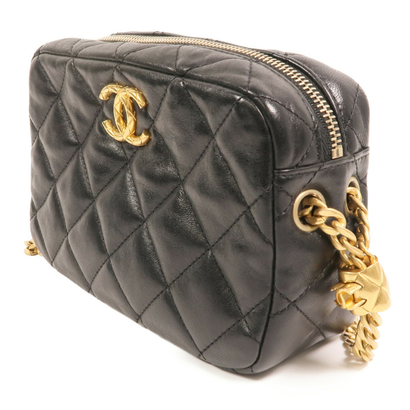 CHANEL 羊皮皮革Chain Shoulder金扣鏈帶肩背袋-2