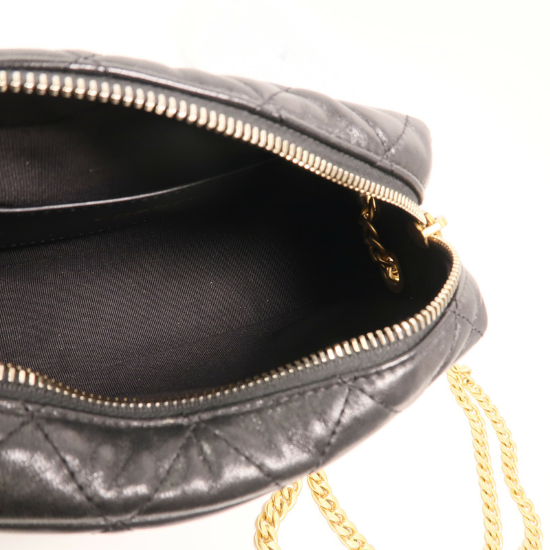 CHANEL 羊皮皮革Chain Shoulder金扣鏈帶肩背袋-4