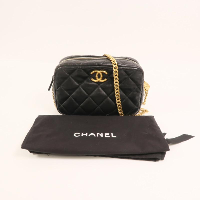 CHANEL 羊皮皮革Chain Shoulder金扣鏈帶肩背袋-10