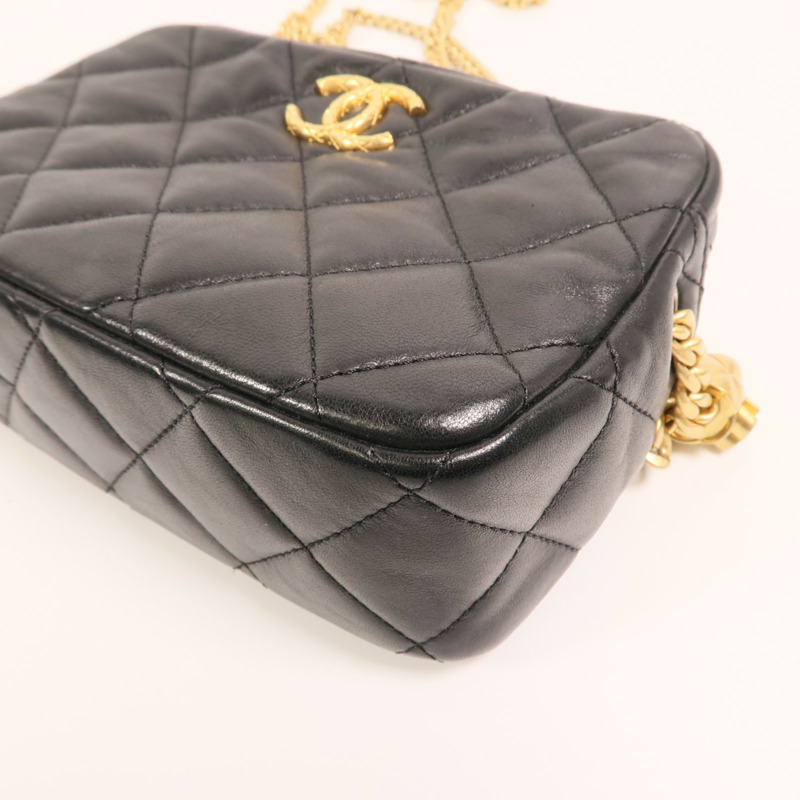 CHANEL 羊皮皮革Chain Shoulder金扣鏈帶肩背袋-11