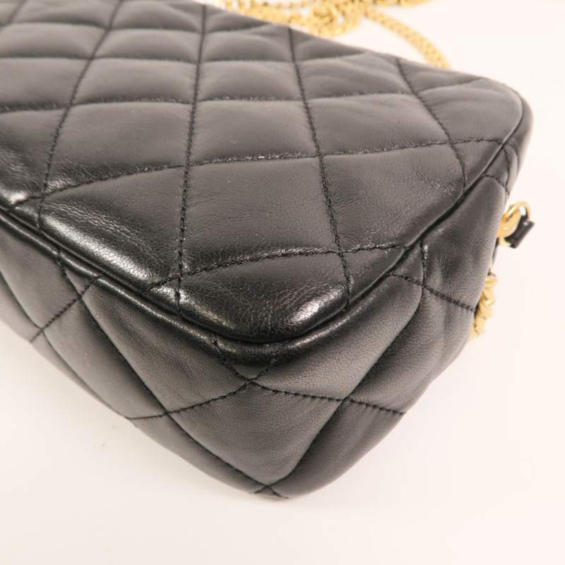 CHANEL 羊皮皮革Chain Shoulder金扣鏈帶肩背袋-13