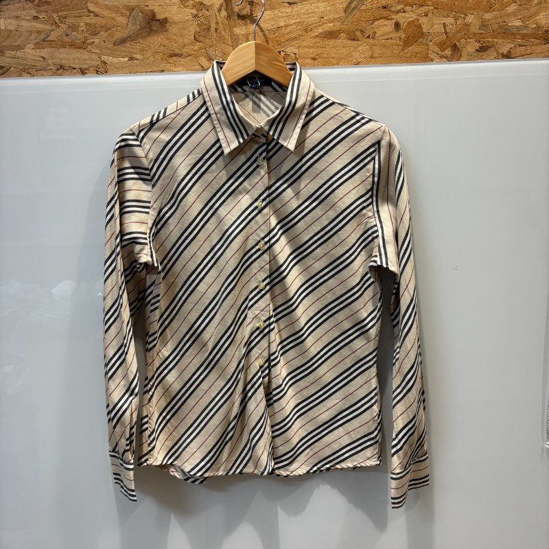 【美收精品】BURBERRY茶色格紋長袖襯衫 4-996-0