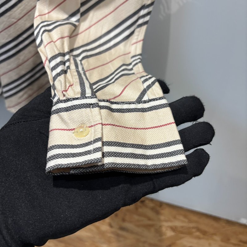 【美收精品】BURBERRY茶色格紋長袖襯衫 4-996-5