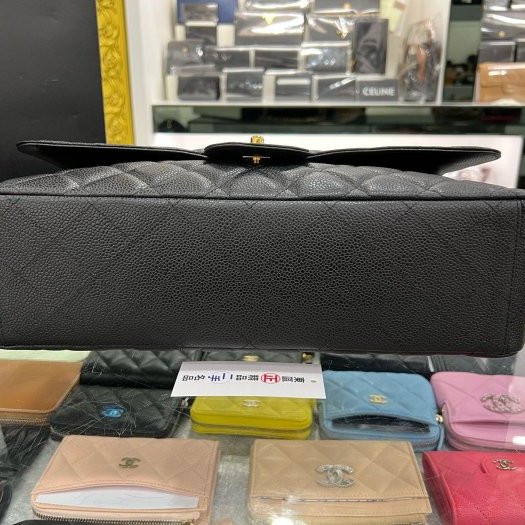東區正精品㊣CHANEL MAXI JUMBO COCO 33CM 香奈兒黑色荔枝皮牛皮金鍊單蓋雙鍊肩背包 RZ5776-9