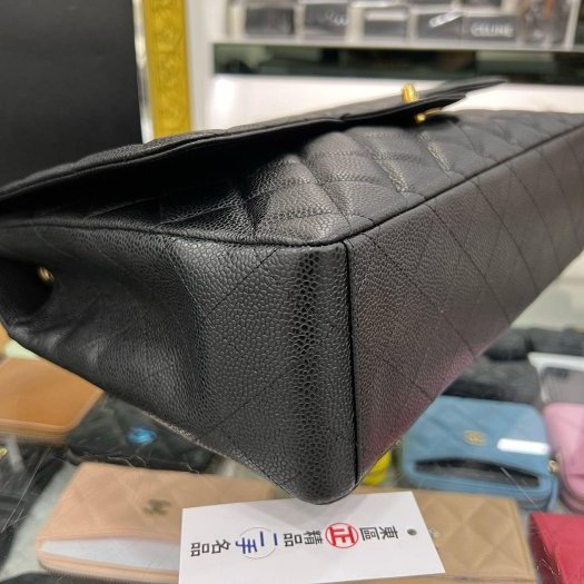 東區正精品㊣CHANEL MAXI JUMBO COCO 33CM 香奈兒黑色荔枝皮牛皮金鍊單蓋雙鍊肩背包 RZ5776-10