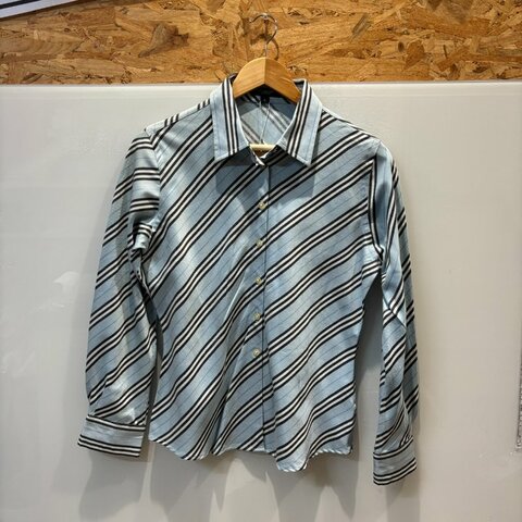 【美收精品】BURBERRY淺藍色格紋長袖襯衫 4-994