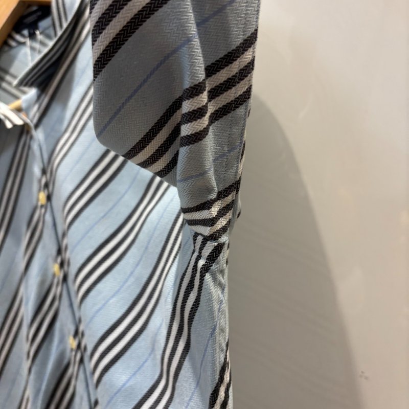 【美收精品】BURBERRY淺藍色格紋長袖襯衫 4-994-3