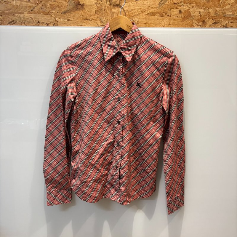【美收精品】BURBERRY紅色格紋長袖襯衫 4-998-0