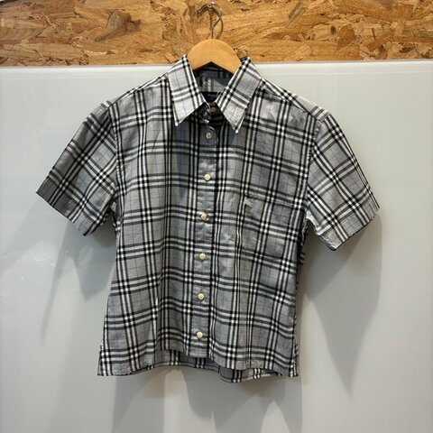 【美收精品】BURBERRY灰色格紋短袖襯衫 4-999