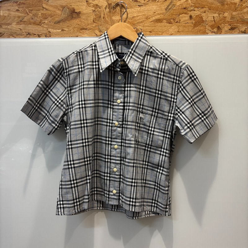 【美收精品】BURBERRY灰色格紋短袖襯衫 4-999-0