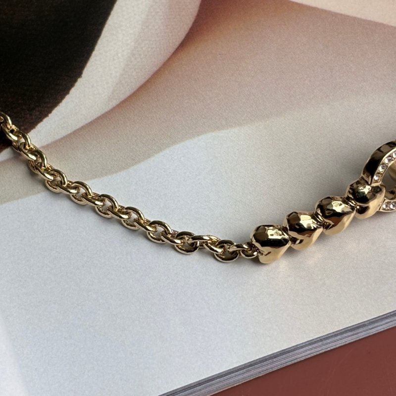 ::CHANEL:: 香奈兒 choker 23A 鑲鑽雙C淡金愛心項鍊-5