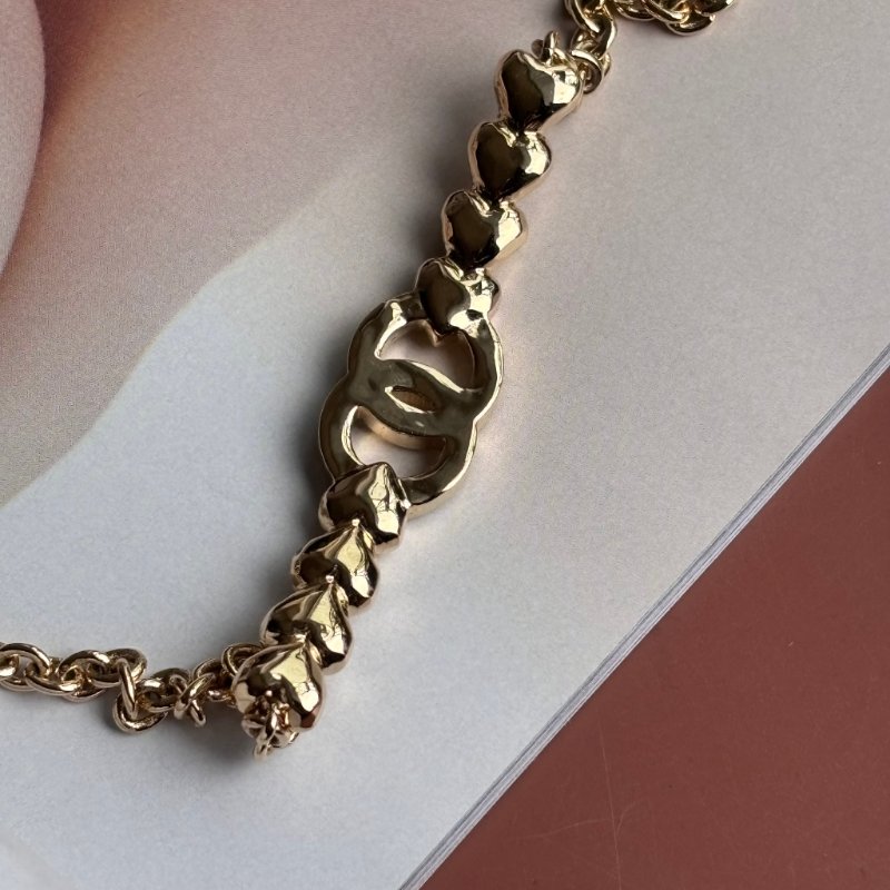 ::CHANEL:: 香奈兒 choker 23A 鑲鑽雙C淡金愛心項鍊-8