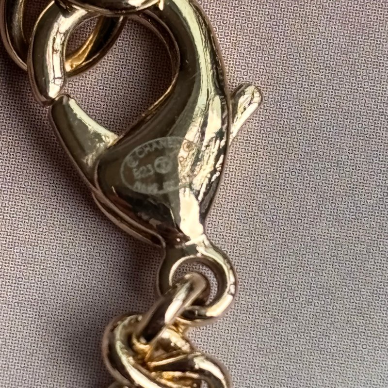 ::CHANEL:: 香奈兒 choker 23A 鑲鑽雙C淡金愛心項鍊-10