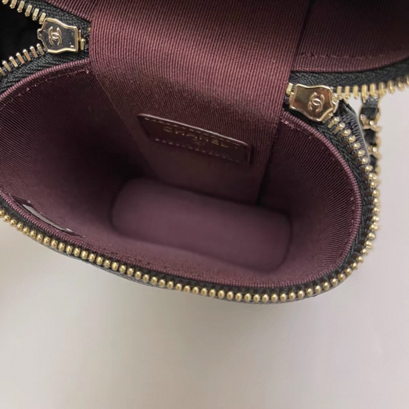 Chanel香奈兒 黑金牛皮荔枝紋手機包-7