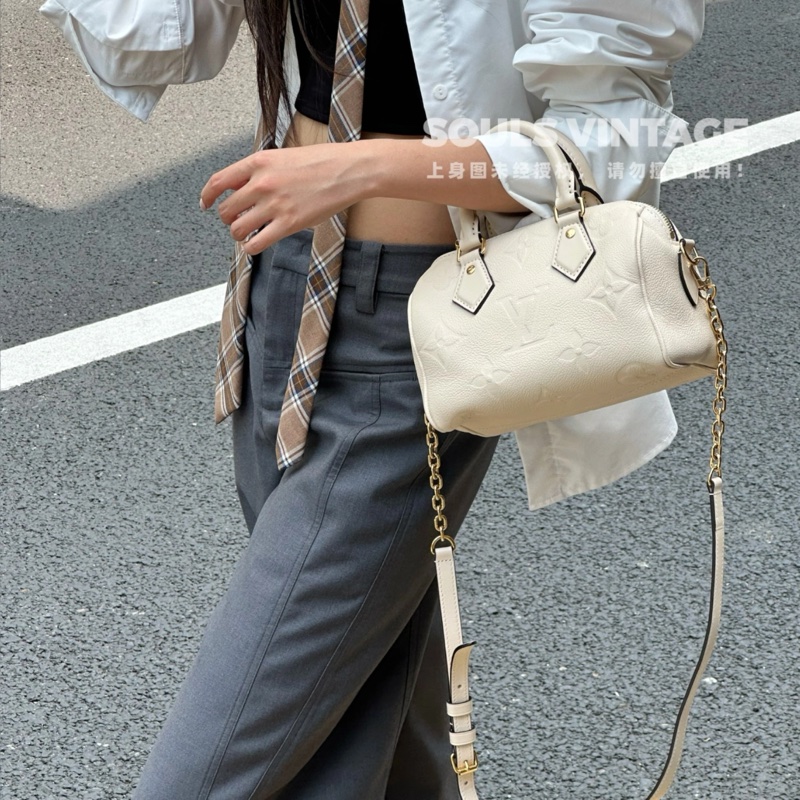 路易威登M58954波士頓包20公分LV奶油白牛皮SPEEDY20-1