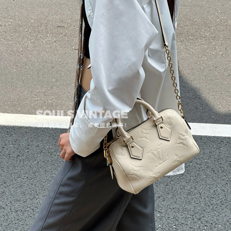 路易威登M58954波士頓包20公分LV奶油白牛皮SPEEDY20-2
