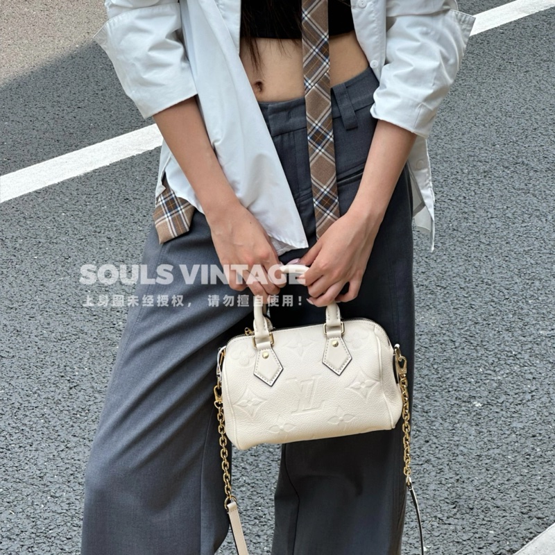 路易威登M58954波士頓包20公分LV奶油白牛皮SPEEDY20-4