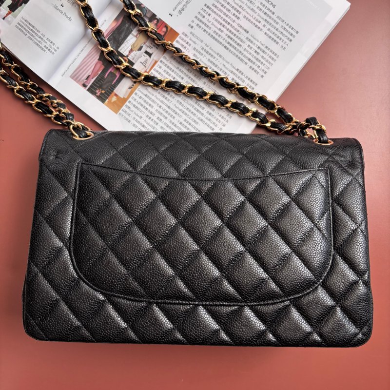 ::CHANEL::  A58600 香奈兒 經典菱格黑色大型口蓋包 JUMBO Classic Flap 30-1
