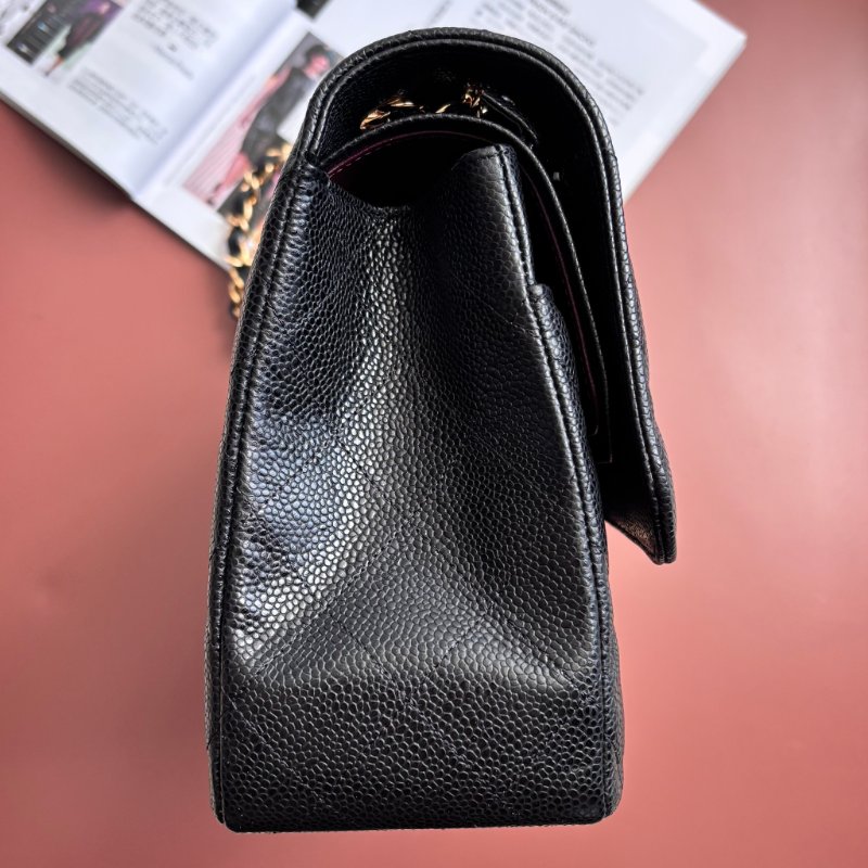 ::CHANEL::  A58600 香奈兒 經典菱格黑色大型口蓋包 JUMBO Classic Flap 30-5