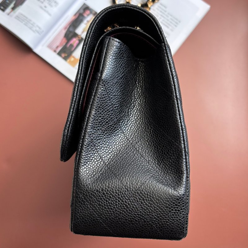 ::CHANEL::  A58600 香奈兒 經典菱格黑色大型口蓋包 JUMBO Classic Flap 30-6