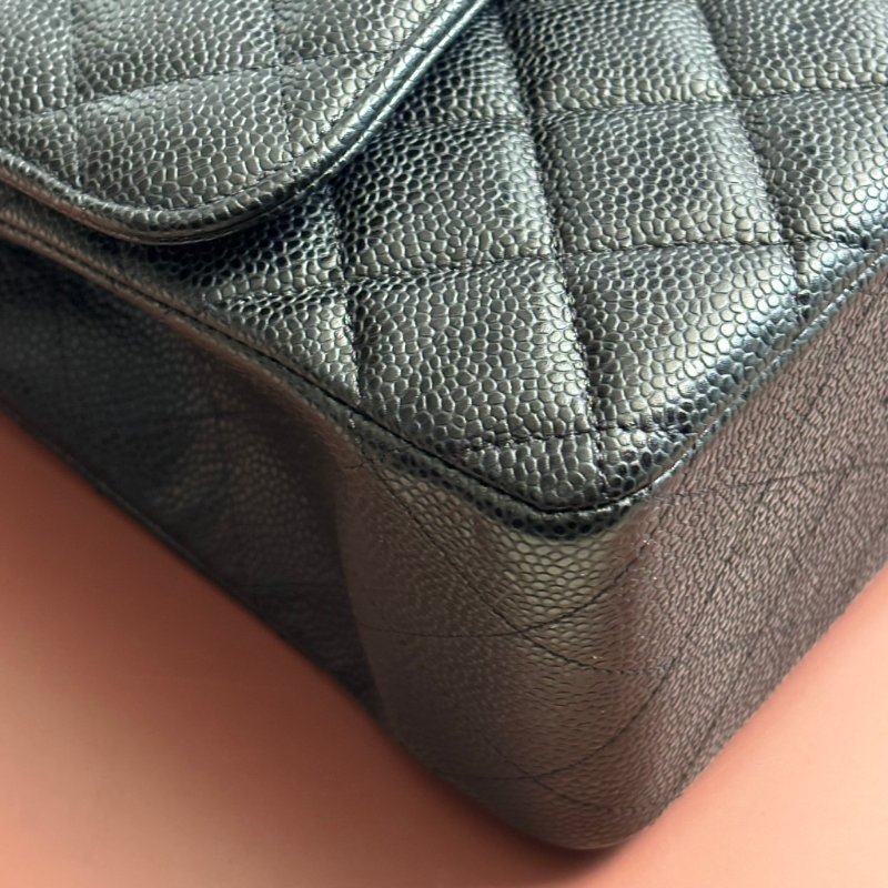 ::CHANEL::  A58600 香奈兒 經典菱格黑色大型口蓋包 JUMBO Classic Flap 30-8