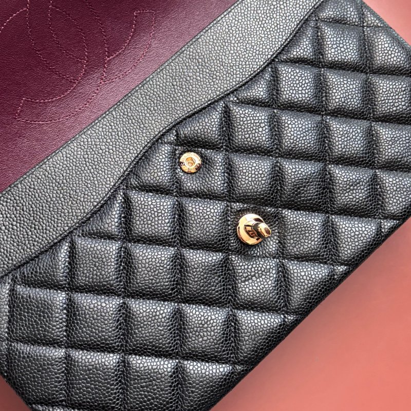 ::CHANEL::  A58600 香奈兒 經典菱格黑色大型口蓋包 JUMBO Classic Flap 30-22