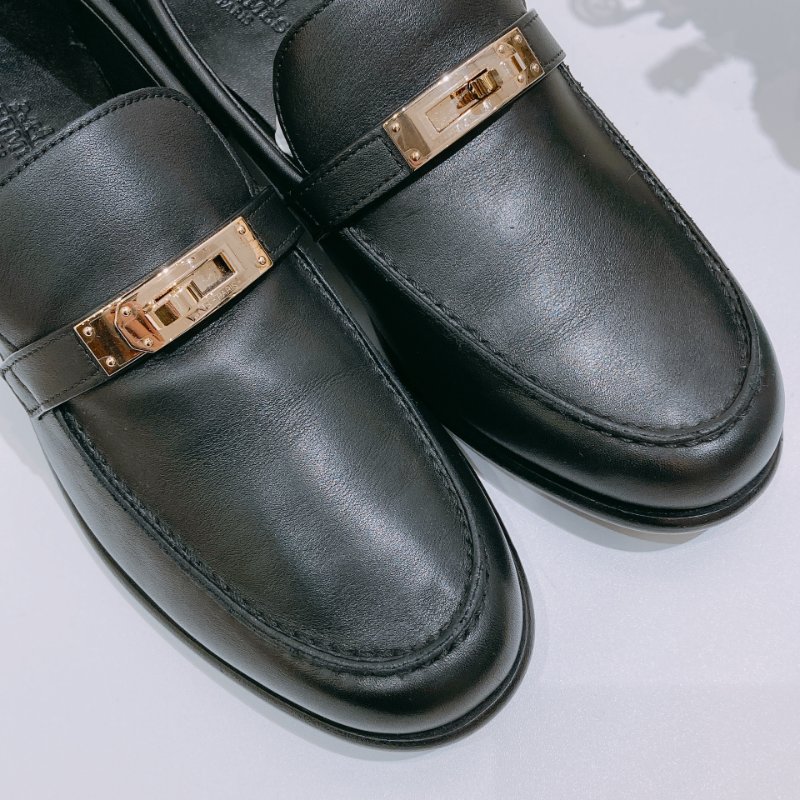 TW4737 Hermes 愛馬仕 凱莉扣 黑金 樂福鞋 小牛皮 Destin Loafer 37 Size Noir x GHW-5