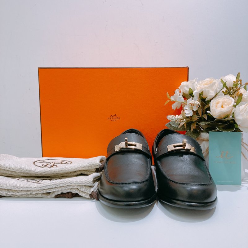 TW4737 Hermes 愛馬仕 凱莉扣 黑金 樂福鞋 小牛皮 Destin Loafer 37 Size Noir x GHW-12