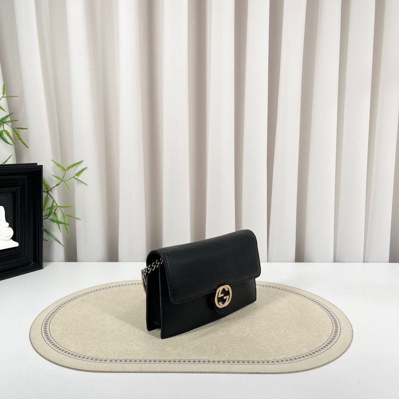 GUCCI古馳 黑色woc風琴包 雙G單肩斜挎包 內裡乾淨 容量剛好 十分美麗-2