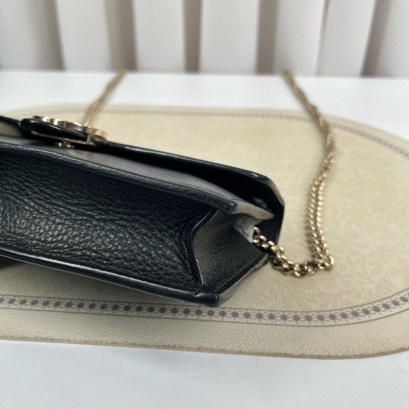 GUCCI古馳 黑色woc風琴包 雙G單肩斜挎包 內裡乾淨 容量剛好 十分美麗-9