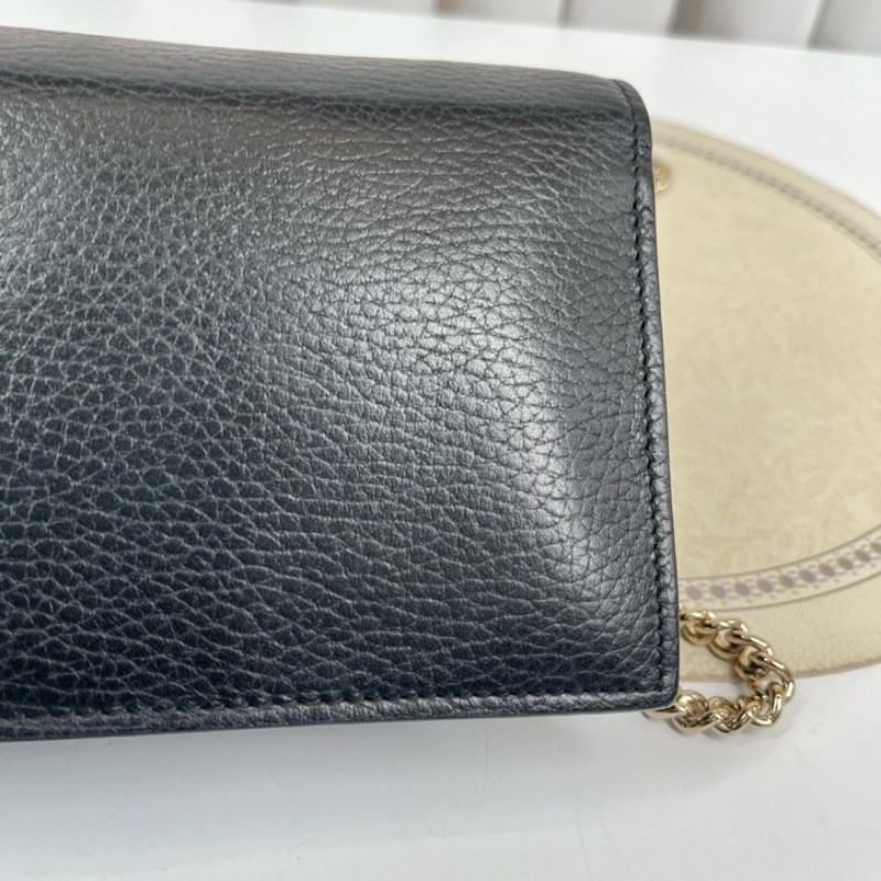 GUCCI古馳 黑色woc風琴包 雙G單肩斜挎包 內裡乾淨 容量剛好 十分美麗-11