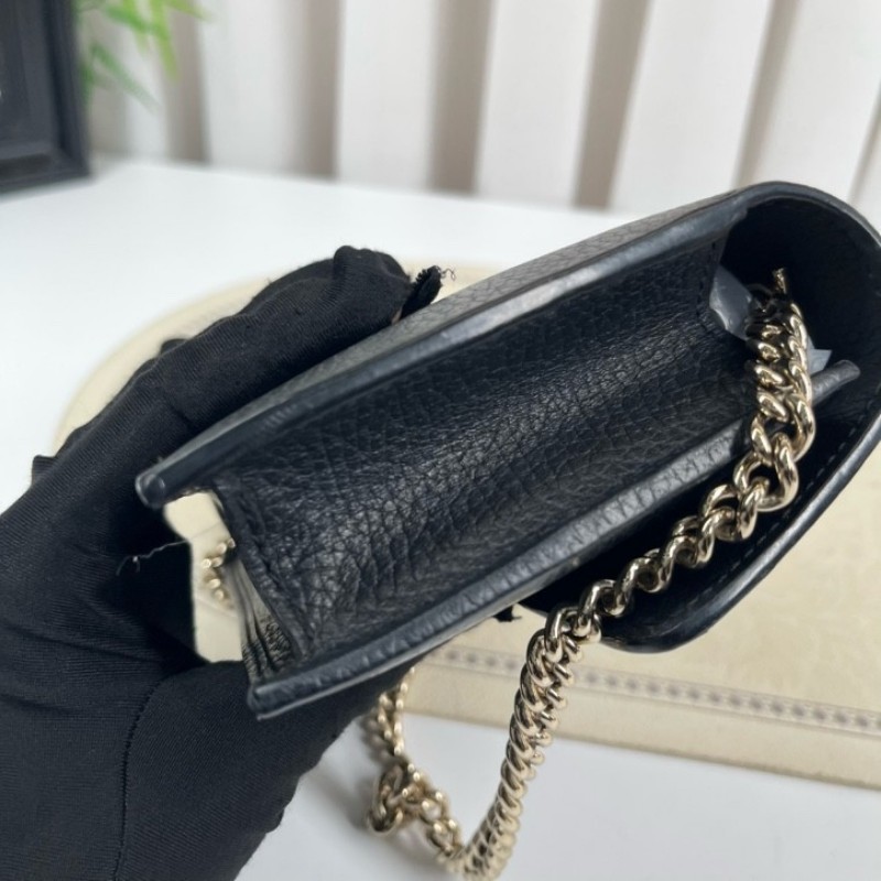 GUCCI古馳 黑色woc風琴包 雙G單肩斜挎包 內裡乾淨 容量剛好 十分美麗-15