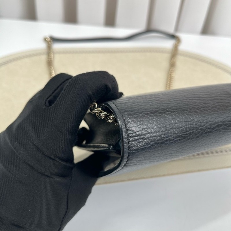 GUCCI古馳 黑色woc風琴包 雙G單肩斜挎包 內裡乾淨 容量剛好 十分美麗-16